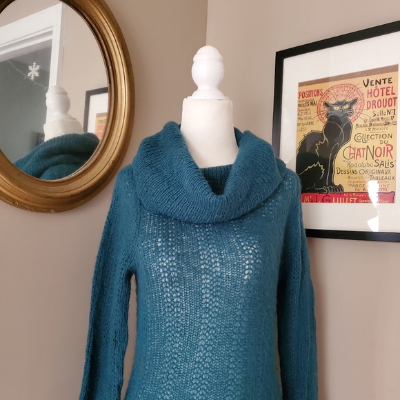 Wooden Ships Cowl Neck Teal Blue Tunic Sweater S/M - Picture 7 of 16